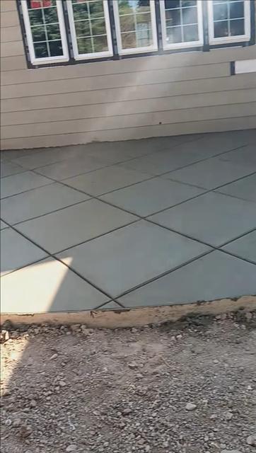 Patio with diagonal scored joints