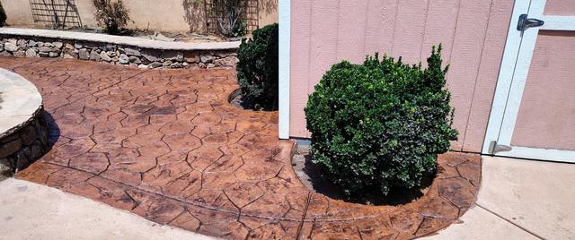 Stamped slate around landscaping