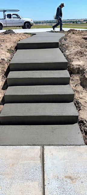 Concrete steps up a slope
